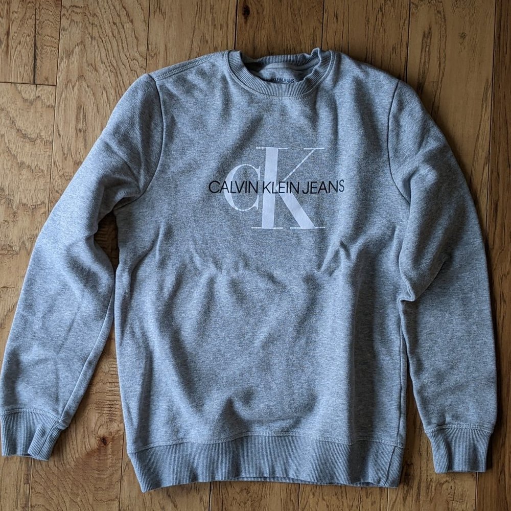 Calvin Klein CK Heather Gray Classic Pullover Sweatshirt XSmall Women / Mens